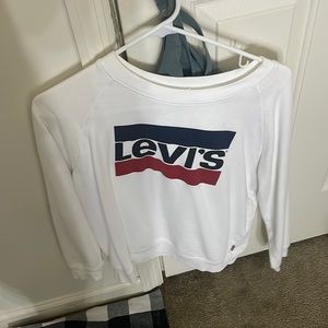 levi white slightly cropped crew neck